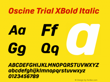 Oscine Trial XBold Italic Version 2.001图片样张