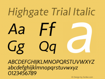 Highgate Trial Italic Version 1.111图片样张