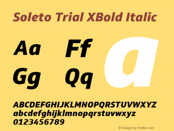 Soleto Trial XBold Italic Version 2.002图片样张