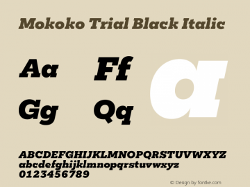 Mokoko Trial Black Italic Version 1.012图片样张