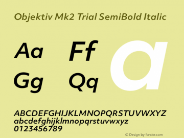 Objektiv Mk2 Trial SemiBold Italic Version 2.101图片样张