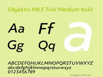 Objektiv Mk3 Trial Medium Italic Version 2.101图片样张