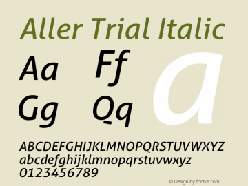 Aller Trial Italic Version 1.200图片样张