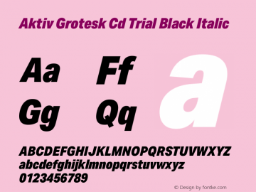 Aktiv Grotesk Cd Trial Black Italic Version 3.021图片样张