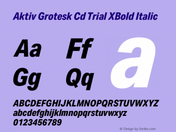 Aktiv Grotesk Cd Trial XBold Italic Version 3.021图片样张