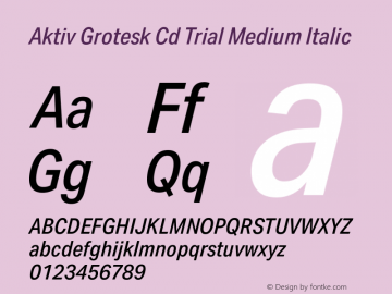 Aktiv Grotesk Cd Trial Medium Italic Version 3.021图片样张