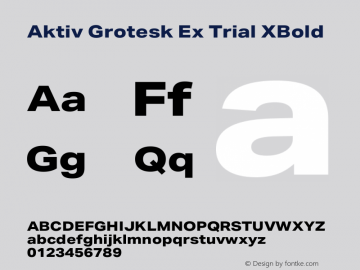 Aktiv Grotesk Ex Trial XBold Version 3.021图片样张