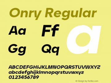 Onry W05 Extra Bold Italic Version 1.00图片样张