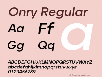 Onry W05 Semi Bold Italic Version 1.00图片样张