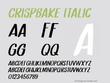 Crispbake Italic Version 1.000;FEAKit 1.0图片样张