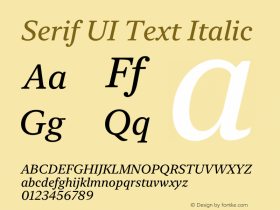 Serif UI Text Italic Version 13.0d2e6图片样张