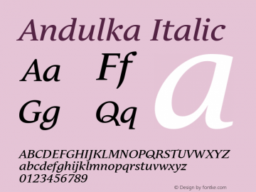 Andulka Italic Version 1.000图片样张