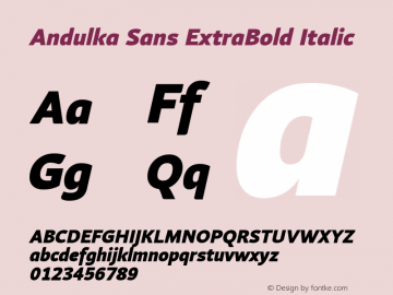 Andulka Sans ExtraBold Italic Version 1.000图片样张