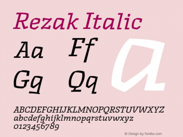 Rezak Italic Version 1.000图片样张