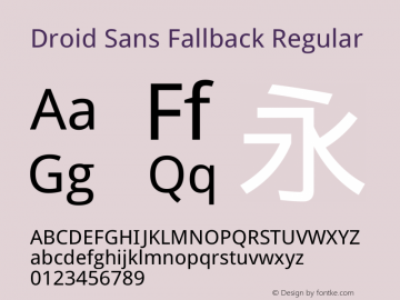 Droid Sans Fallback Version 2.51(DroidSansFallback); 1.00(BadaGothic530); build 20120802(JPN)图片样张