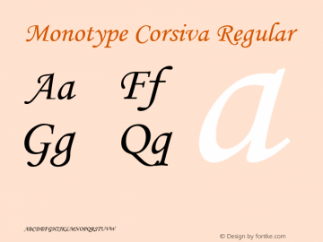 Monotype Corsiva Regular Version 2.35 Font Sample