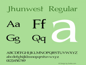 Jhunwest Regular 1.00 Font Sample