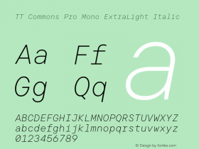 TT Commons Pro Mono ExtraLight Italic Version 3.000.12012022图片样张