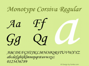 Monotype Corsiva Regular Version 1.4 - East European character set图片样张