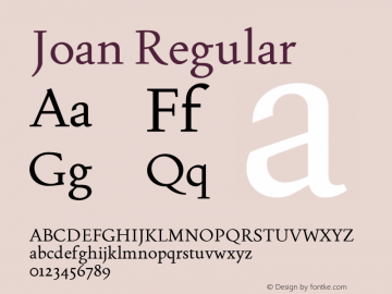 Joan Regular Version 1.000; ttfautohint (v1.8.3)图片样张