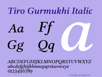 Tiro Gurmukhi Italic Version 1.52图片样张