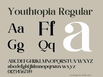 Youthtopia Version 1.00;December 28, 2021;FontCreator 12.0.0.2567 64-bit图片样张