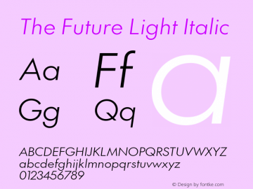 The Future Light Italic Version 2.002图片样张