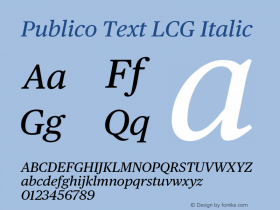 Publico Text LCG Roman Italic Version 002.000 2010图片样张