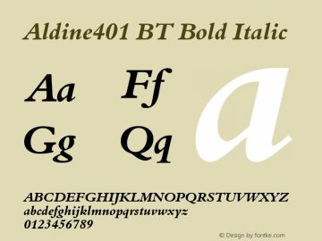 Aldine401 BT Bold Italic Version 1.01 emb4-OT图片样张