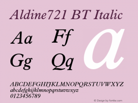Aldine721 BT Italic Version 1.01 emb4-OT图片样张