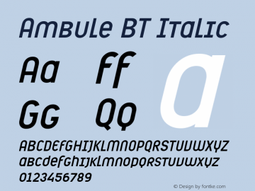 Ambule BT Italic Version 1.01 emb4-OT图片样张