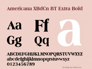 Americana XBdCn BT Extra Bold Version 1.01 emb4-OT图片样张