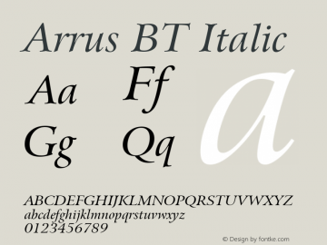 Arrus BT Italic Version 1.01 emb4-OT图片样张