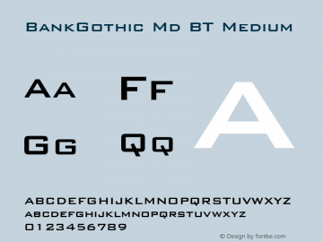 BankGothic Md BT Medium Version 1.01 emb4-OT图片样张