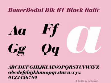 BauerBodni Blk BT Black Italic Version 1.01 emb4-OT图片样张