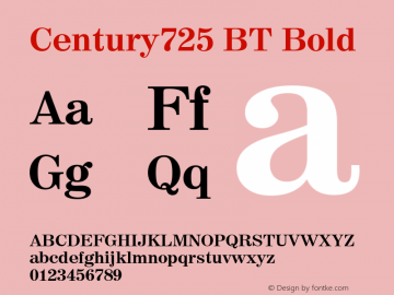 Century725 BT Bold Version 1.01 emb4-OT图片样张