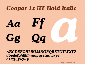 Cooper Lt BT Bold Italic Version 1.01 emb4-OT图片样张