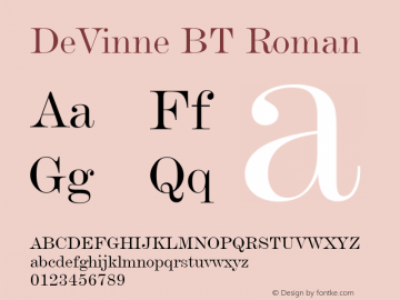 DeVinne BT Roman Version 1.01 emb4-OT图片样张