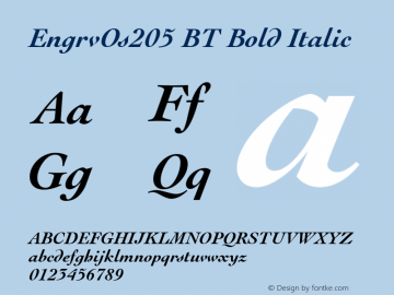 EngrvOs205 BT Bold Italic Version 1.01 emb4-OT图片样张