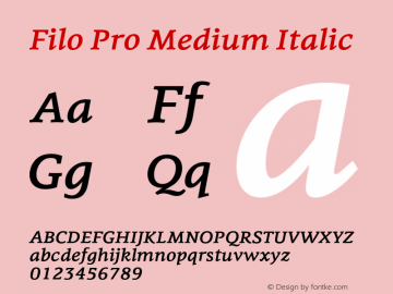 FiloPro-MediumItalic Version 1.000;PS 1.00;hotconv 1.0.57;makeotf.lib2.0.21895图片样张