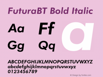 FuturaBT Bold Italic Version 3.10, build 22, s3图片样张