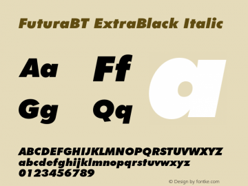 FuturaBT ExtraBlack Italic Version 3.10, build 19, s3图片样张