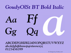 GoudyOlSt BT Bold Italic Version 1.01 emb4-OT图片样张