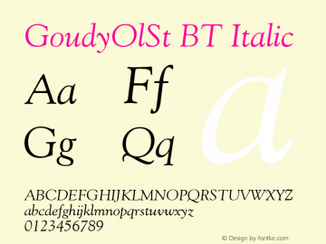 GoudyOlSt BT Italic Version 1.01 emb4-OT图片样张