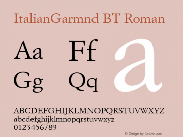 ItalianGarmnd BT Roman Version 1.01 emb4-OT图片样张