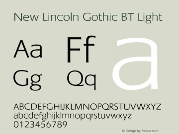 New Lincoln Gothic BT Light Version 1.000 2006图片样张