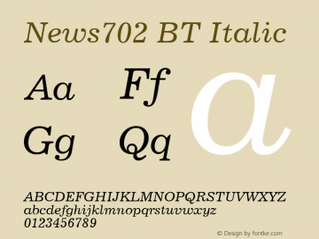 News702 BT Italic Version 2.00图片样张