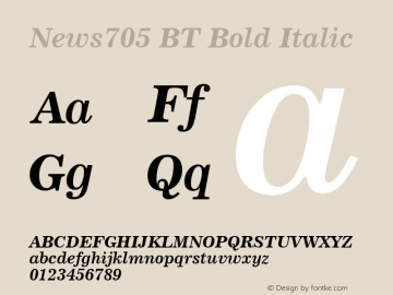 News705 BT Bold Italic Version 1.01 emb4-OT图片样张