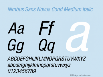 NimbusSanNovCon-MedIta Version 1.000;PS 1.00;hotconv 1.0.57;makeotf.lib2.0.21895图片样张