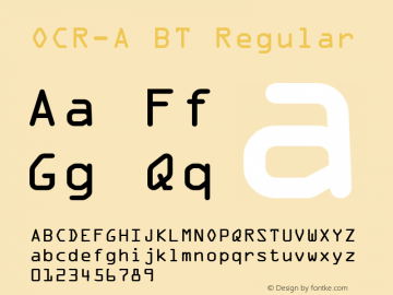 OCR-A BT Version 1.02 emb4-OT + space图片样张